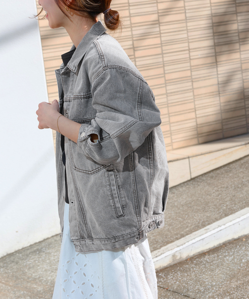 JOURNAL STANDARD relume（ジャーナルスタンダード　レリューム）の「デニムトラッカージャケット（デニムジャケット・レディース・ライトグレー/ブルー・FREE）」の8枚目の写真