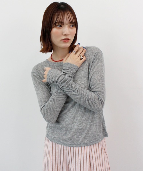 ABYS(アビス)の「袖シャーリングシアートップス(Tシャツ/カットソー・レディース・ピンク/ホワイト/ブルー/グレー・FREE)」の2枚目の写真
