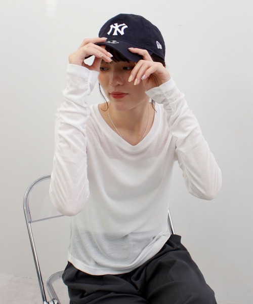 ABYS(アビス)の「袖シャーリングシアートップス(Tシャツ/カットソー・レディース・ピンク/ホワイト/ブルー/グレー・FREE)」の16枚目の写真