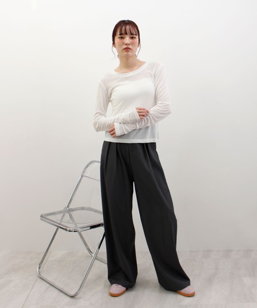 ABYS(アビス)の「袖シャーリングシアートップス(Tシャツ/カットソー・レディース・ピンク/ホワイト/ブルー/グレー・FREE)」の19枚目の写真