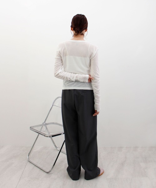 ABYS(アビス)の「袖シャーリングシアートップス(Tシャツ/カットソー・レディース・ピンク/ホワイト/ブルー/グレー・FREE)」の21枚目の写真