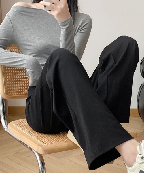 SallyLunn（サリーラン）の「ハイウエストレーヨンライクパンツ（その他パンツ・レディース・ブラック/グレー・LARGE/MEDIUM）」の6枚目の写真