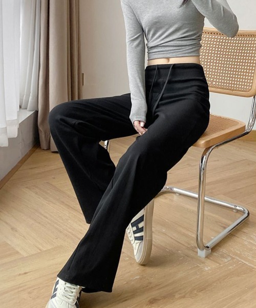 SallyLunn（サリーラン）の「ハイウエストレーヨンライクパンツ（その他パンツ・レディース・ブラック/グレー・LARGE/MEDIUM）」の7枚目の写真