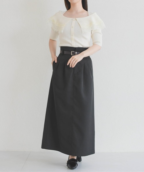 31 Sons de mode（トランテアン　ソン　ドゥ　モード）の「2026春夏新作 レーストリミングビッグカラーニット（ニット/セーター・レディース・オフホワイト/ブラウン/ブラック×ホワイト・ﾌﾘ-）」の14枚目の写真