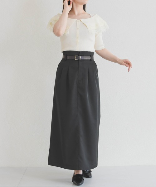 31 Sons de mode（トランテアン　ソン　ドゥ　モード）の「2026春夏新作 レーストリミングビッグカラーニット（ニット/セーター・レディース・オフホワイト/ブラウン/ブラック×ホワイト・ﾌﾘ-）」の16枚目の写真