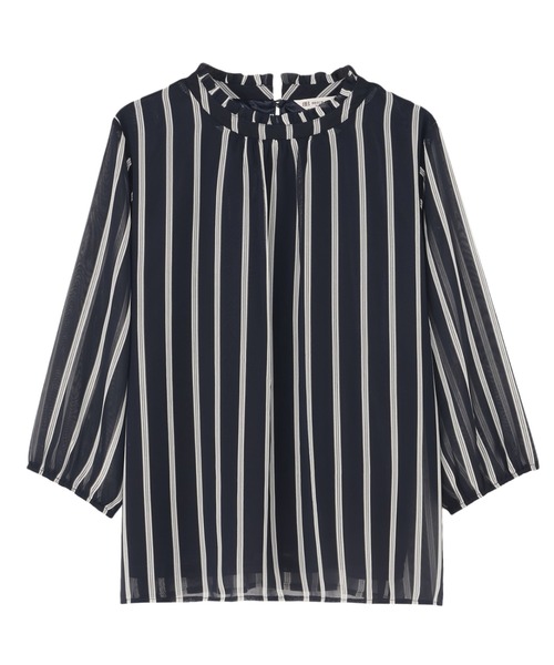 TOKYO SHIRTS(トウキョウシャツ)の「ストライプ シフォンブラウス(シャツ/ブラウス・レディース・ブルー/サックスブルー/ネイビー・M/L/LL)」の4枚目の写真