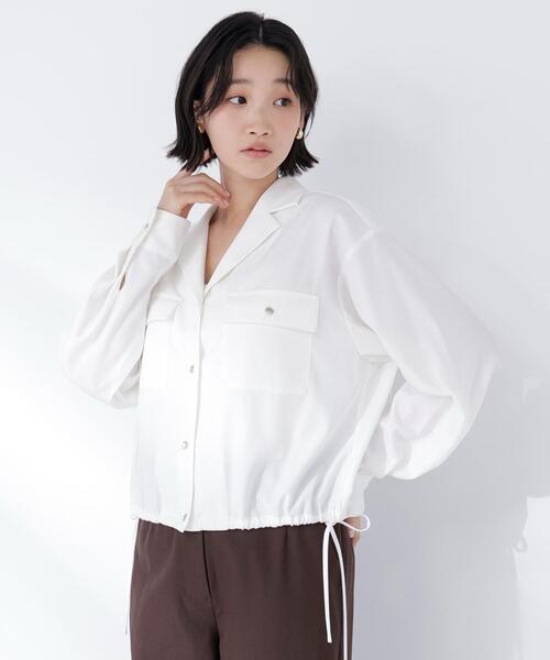 NATURAL BEAUTY BASIC(ナチュラルビューティーベーシック)の「◇ショートシャツブルゾン(ブルゾン・レディース・イエロー/オフホワイト/ネイビー・FREE)」の2枚目の写真