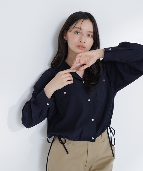 NATURAL BEAUTY BASIC(ナチュラルビューティーベーシック)の「◇ショートシャツブルゾン(ブルゾン・レディース・イエロー/オフホワイト/ネイビー・FREE)」の1枚目の写真