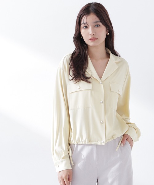 NATURAL BEAUTY BASIC(ナチュラルビューティーベーシック)の「◇ショートシャツブルゾン(ブルゾン・レディース・イエロー/オフホワイト/ネイビー・FREE)」の3枚目の写真