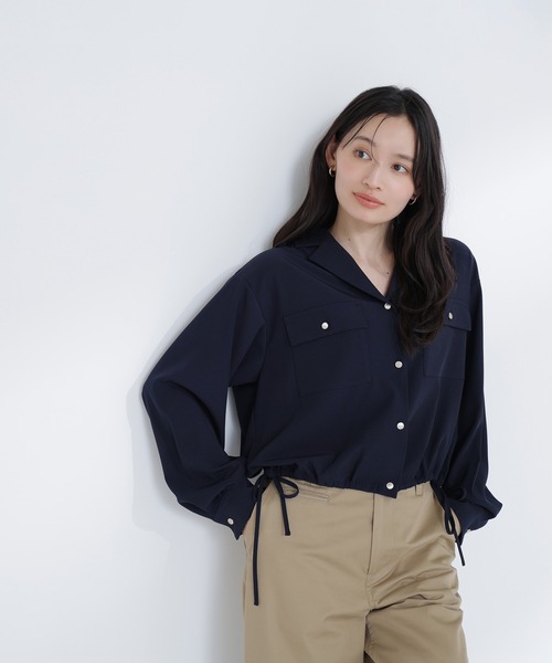 NATURAL BEAUTY BASIC(ナチュラルビューティーベーシック)の「◇ショートシャツブルゾン(ブルゾン・レディース・イエロー/オフホワイト/ネイビー・FREE)」の14枚目の写真