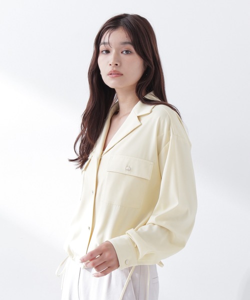 NATURAL BEAUTY BASIC(ナチュラルビューティーベーシック)の「◇ショートシャツブルゾン(ブルゾン・レディース・イエロー/オフホワイト/ネイビー・FREE)」の6枚目の写真