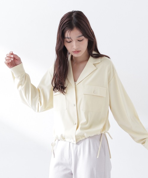 NATURAL BEAUTY BASIC(ナチュラルビューティーベーシック)の「◇ショートシャツブルゾン(ブルゾン・レディース・イエロー/オフホワイト/ネイビー・FREE)」の8枚目の写真