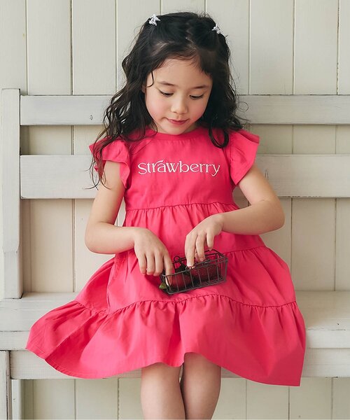 apres les cours(アプレレクール)の「【リンク】フルーツロゴティアードワンピース(ワンピース・キッズ・レッド/イエロー/ミント/ラベンダー・140/130/120/110/100/90/80)」の1枚目の写真