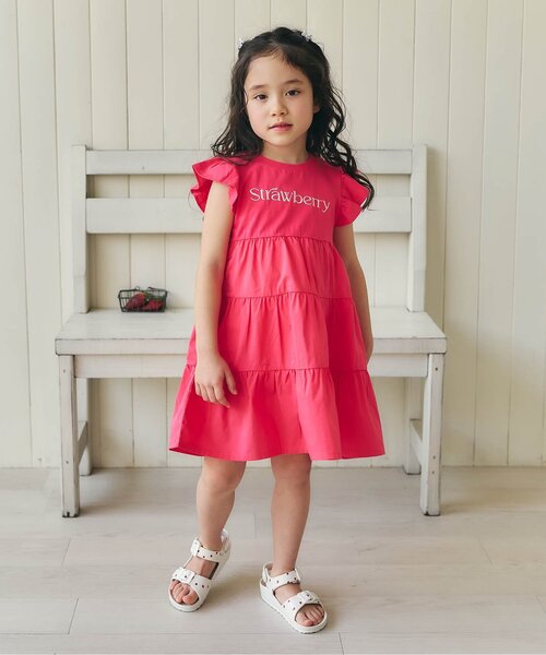 apres les cours(アプレレクール)の「【リンク】フルーツロゴティアードワンピース(ワンピース・キッズ・レッド/イエロー/ミント/ラベンダー・140/130/120/110/100/90/80)」の7枚目の写真