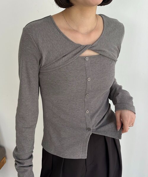CAPRICIEUX LE'MAGE(カプリシューレマージュ)の「ツイストネックT(Tシャツ/カットソー・レディース・ホワイト/ブラック/グレー・FREE)」の19枚目の写真