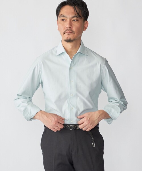 SHIPS(シップス)の「SHIPS: ジャージー ロンドン ストライプ ワンピースカラー シャツ(Tシャツ/カットソー・メンズ・ネイビー/スカイブルー・SMALL/MEDIUM/LARGE/X-LARGE)」の2枚目の写真