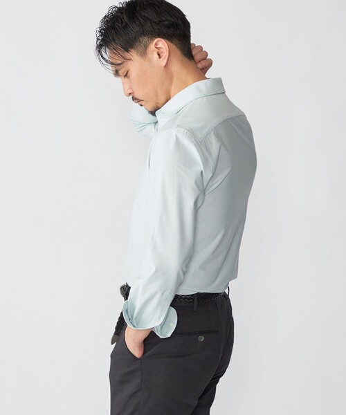 SHIPS(シップス)の「SHIPS: ジャージー ロンドン ストライプ ワンピースカラー シャツ(Tシャツ/カットソー・メンズ・ネイビー/スカイブルー・SMALL/MEDIUM/LARGE/X-LARGE)」の3枚目の写真