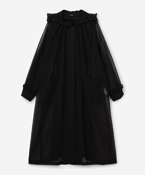 Bshop(ビショップ)の「eunoia | シアーオーガンジー フリルフードコート WOMEN(その他アウター・レディース・ブラック・ONE)」の2枚目の写真