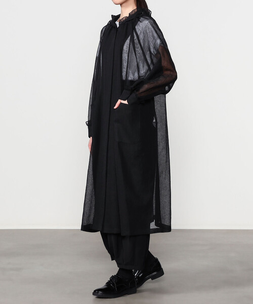Bshop(ビショップ)の「eunoia | シアーオーガンジー フリルフードコート WOMEN(その他アウター・レディース・ブラック・ONE)」の14枚目の写真