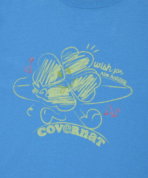 COVERNAT WOMAN(カバーナットウーマン)の「ウーマン ドゥードル クローバーハート Tシャツ Blue(Tシャツ/カットソー・レディース・その他・WS/WM)」の5枚目の写真