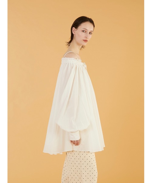 crinkle crinkle crinkle（クリンクルクリンクルクリンクル）の「【crinkle crinkle crinkle】sheer gather  volume blouse/シアーギャザーボリュームブラウス（シャツ/ブラウス・レディース・パープル/ホワイト・FREE）」の4枚目の写真