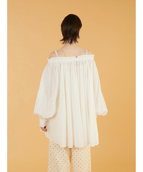 crinkle crinkle crinkle（クリンクルクリンクルクリンクル）の「【crinkle crinkle crinkle】sheer gather  volume blouse/シアーギャザーボリュームブラウス（シャツ/ブラウス・レディース・パープル/ホワイト・FREE）」の3枚目の写真
