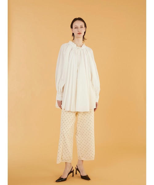 crinkle crinkle crinkle（クリンクルクリンクルクリンクル）の「【crinkle crinkle crinkle】sheer gather  volume blouse/シアーギャザーボリュームブラウス（シャツ/ブラウス・レディース・パープル/ホワイト・FREE）」の18枚目の写真