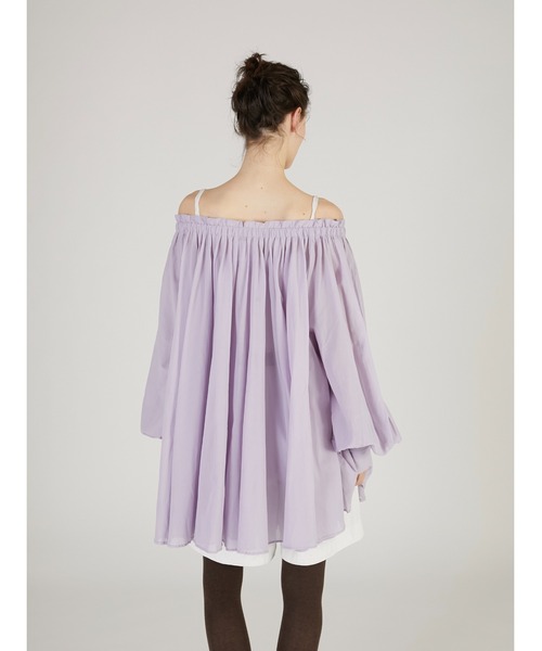 crinkle crinkle crinkle（クリンクルクリンクルクリンクル）の「【crinkle crinkle crinkle】sheer gather  volume blouse/シアーギャザーボリュームブラウス（シャツ/ブラウス・レディース・パープル/ホワイト・FREE）」の13枚目の写真