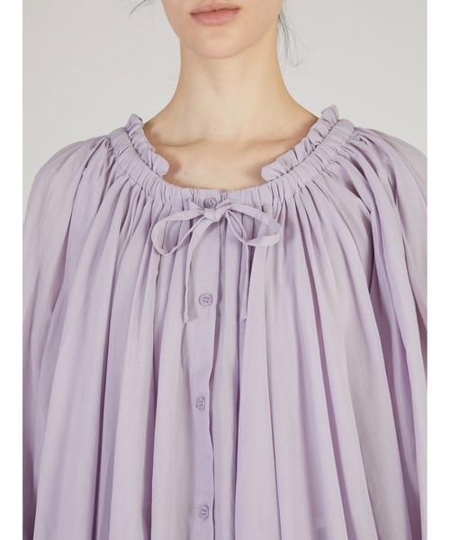 crinkle crinkle crinkle（クリンクルクリンクルクリンクル）の「【crinkle crinkle crinkle】sheer gather  volume blouse/シアーギャザーボリュームブラウス（シャツ/ブラウス・レディース・パープル/ホワイト・FREE）」の10枚目の写真