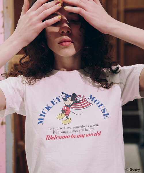 Freada(フリーダ)の「Freada/フリーダ 【MICKEY / ミッキー 】コンパクト ちびTシャツ(Tシャツ/カットソー・レディース・ブラック/ホワイト・ONE SIZE)」の1枚目の写真