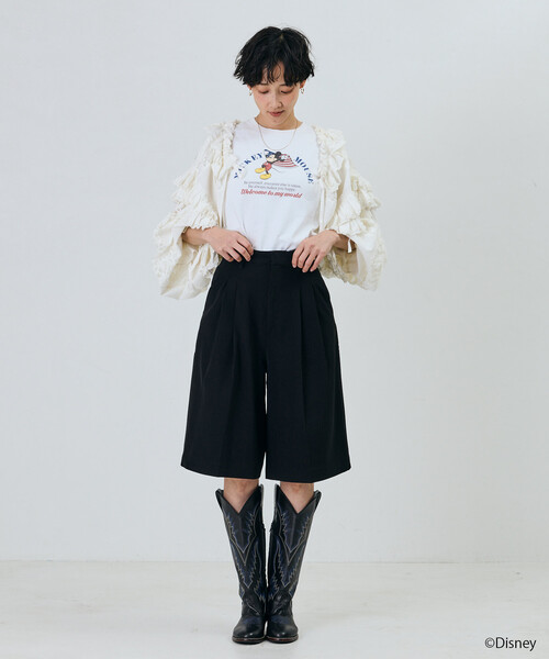 Freada(フリーダ)の「Freada/フリーダ 【MICKEY / ミッキー 】コンパクト ちびTシャツ(Tシャツ/カットソー・レディース・ブラック/ホワイト・ONE SIZE)」の7枚目の写真