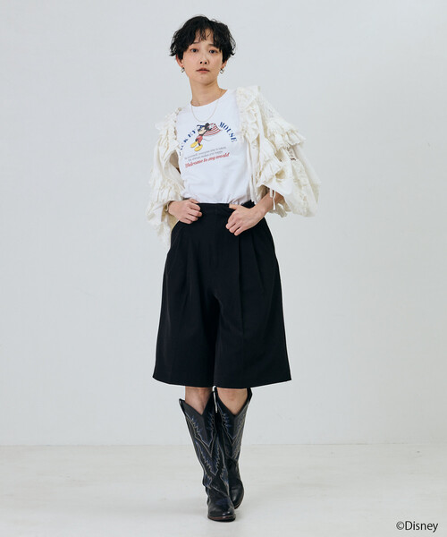 Freada(フリーダ)の「Freada/フリーダ 【MICKEY / ミッキー 】コンパクト ちびTシャツ(Tシャツ/カットソー・レディース・ブラック/ホワイト・ONE SIZE)」の10枚目の写真