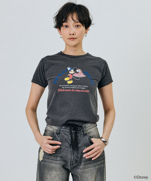 Freada(フリーダ)の「Freada/フリーダ 【MICKEY / ミッキー 】コンパクト ちびTシャツ(Tシャツ/カットソー・レディース・ブラック/ホワイト・ONE SIZE)」の11枚目の写真