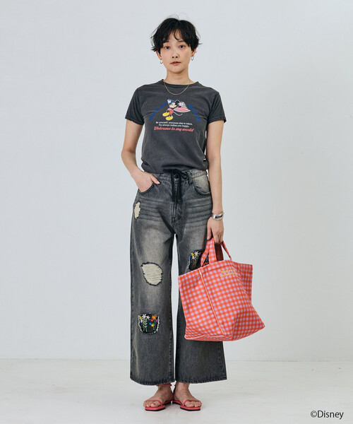 Freada(フリーダ)の「Freada/フリーダ 【MICKEY / ミッキー 】コンパクト ちびTシャツ(Tシャツ/カットソー・レディース・ブラック/ホワイト・ONE SIZE)」の15枚目の写真