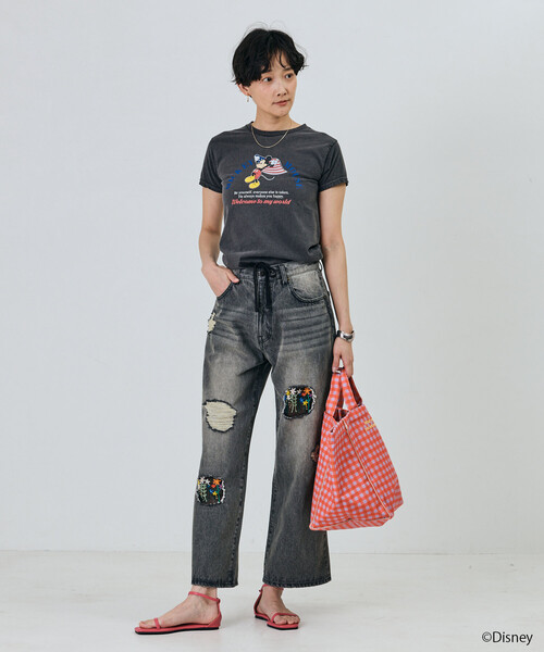 Freada(フリーダ)の「Freada/フリーダ 【MICKEY / ミッキー 】コンパクト ちびTシャツ(Tシャツ/カットソー・レディース・ブラック/ホワイト・ONE SIZE)」の16枚目の写真