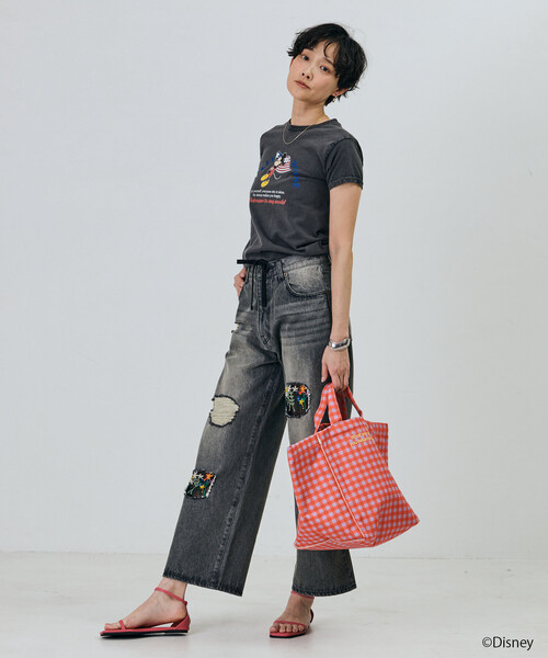 Freada(フリーダ)の「Freada/フリーダ 【MICKEY / ミッキー 】コンパクト ちびTシャツ(Tシャツ/カットソー・レディース・ブラック/ホワイト・ONE SIZE)」の18枚目の写真