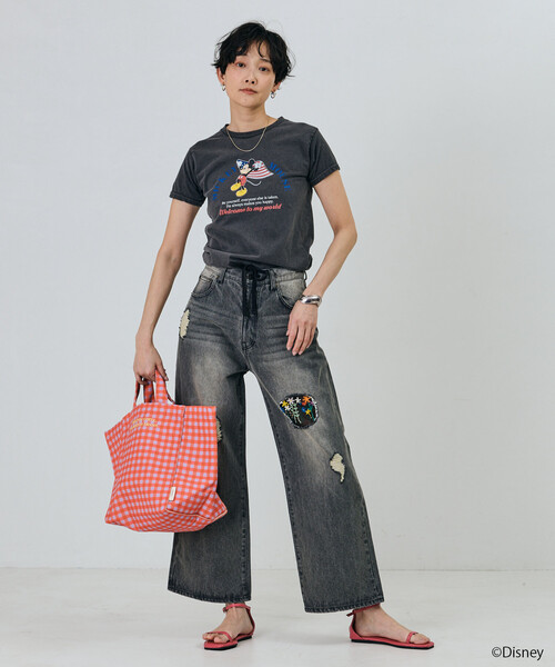 Freada(フリーダ)の「Freada/フリーダ 【MICKEY / ミッキー 】コンパクト ちびTシャツ(Tシャツ/カットソー・レディース・ブラック/ホワイト・ONE SIZE)」の19枚目の写真