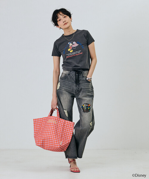 Freada(フリーダ)の「Freada/フリーダ 【MICKEY / ミッキー 】コンパクト ちびTシャツ(Tシャツ/カットソー・レディース・ブラック/ホワイト・ONE SIZE)」の20枚目の写真