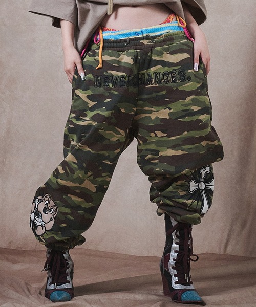 GALFY(ガルフィー)の「【GALFY/ガルフィー】おしゃぶりワンワンスウェットパンツ(スウェットパンツ・メンズ・ホワイト/カモフラージュ/ブラック・M/L/XL)」の3枚目の写真