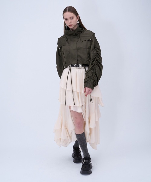 HARE(ハレ)の「イレヘムフリルスリットスカート(HARE)(スカート・レディース・ブラック/ネイビー/ホワイト/ホワイト系その他・FREE)」の6枚目の写真