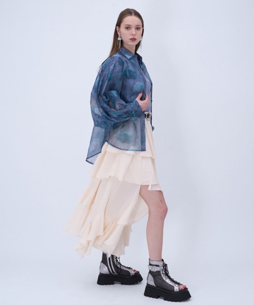 HARE(ハレ)の「イレヘムフリルスリットスカート(HARE)(スカート・レディース・ブラック/ネイビー/ホワイト/ホワイト系その他・FREE)」の11枚目の写真