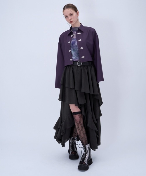 HARE(ハレ)の「イレヘムフリルスリットスカート(HARE)(スカート・レディース・ブラック/ネイビー/ホワイト/ホワイト系その他・FREE)」の13枚目の写真