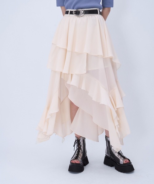 HARE(ハレ)の「イレヘムフリルスリットスカート(HARE)(スカート・レディース・ブラック/ネイビー/ホワイト/ホワイト系その他・FREE)」の20枚目の写真
