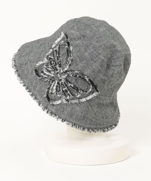 ANNA SUI（アナスイ）の「デニムバタフライクロッシェ（ハット・レディース・ブラック/オレンジ/ネイビー・FREE）」の5枚目の写真