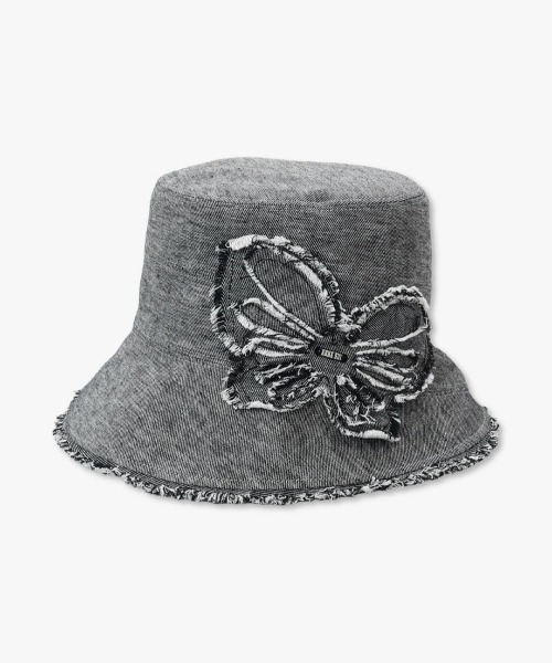 ANNA SUI（アナスイ）の「デニムバタフライクロッシェ（ハット・レディース・ブラック/オレンジ/ネイビー・FREE）」の2枚目の写真