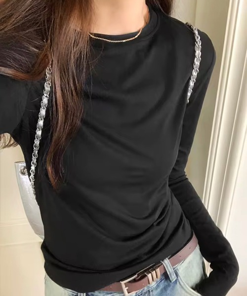 ammy.(エイミードット)の「【 ammy. / エイミードット 】 シアースラブ調 ベーシック ロンT(Tシャツ/カットソー・レディース・ブラック/ブルー/ホワイト/ピンク・FREE)」の3枚目の写真