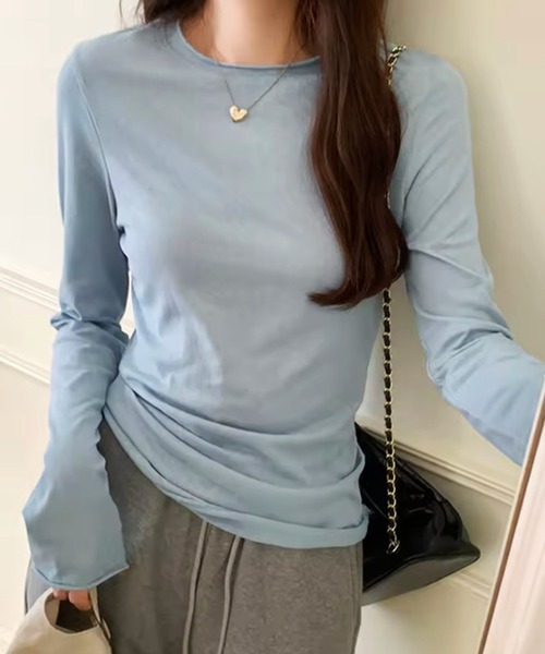 ammy.(エイミードット)の「【 ammy. / エイミードット 】 シアースラブ調 ベーシック ロンT(Tシャツ/カットソー・レディース・ブラック/ブルー/ホワイト/ピンク・FREE)」の12枚目の写真