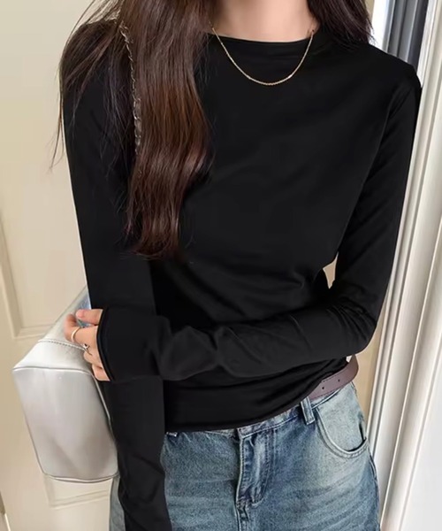 ammy.(エイミードット)の「【 ammy. / エイミードット 】 シアースラブ調 ベーシック ロンT(Tシャツ/カットソー・レディース・ブラック/ブルー/ホワイト/ピンク・FREE)」の9枚目の写真
