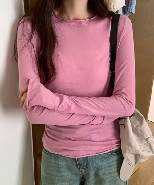 ammy.(エイミードット)の「【 ammy. / エイミードット 】 シアースラブ調 ベーシック ロンT(Tシャツ/カットソー・レディース・ブラック/ブルー/ホワイト/ピンク・FREE)」の17枚目の写真