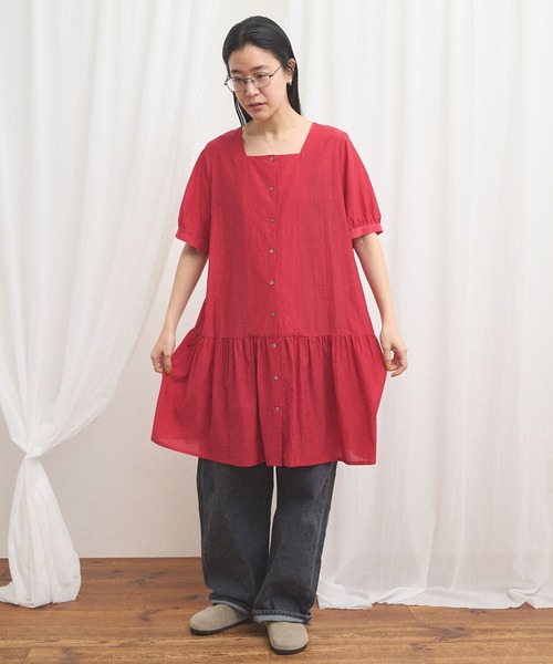 fig London(フィグロンドン)の「CottonCupra lawn mini dress(ワンピース・レディース・レッド/ドット・FREE)」の14枚目の写真